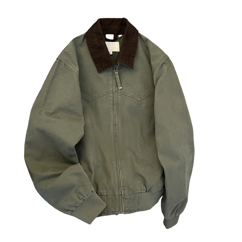 Veste de motard Vintage pour hommes, coupe propre, pour printemps et automne, Streetwear américain unisexe rétro à manches longues, manteau bombardier ample, vêtements d'extérieur
