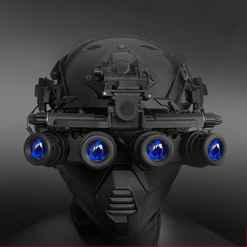 Dual-Tube Night Vision Goggles Replica, High Simulation Tactical Helmet Set for Display and Adult Collectors