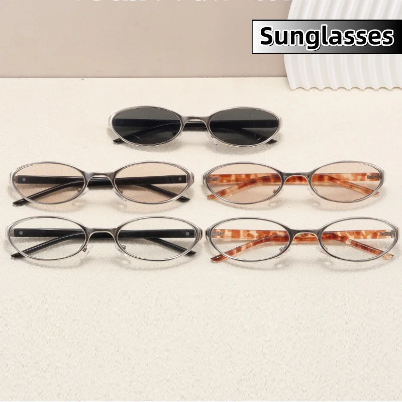 

Metallic Oval Small Frame Trendy Fashion Y2K Sunglasses Woman Luxury Fashion Wear Take Luxury Designer Decorative Glasses