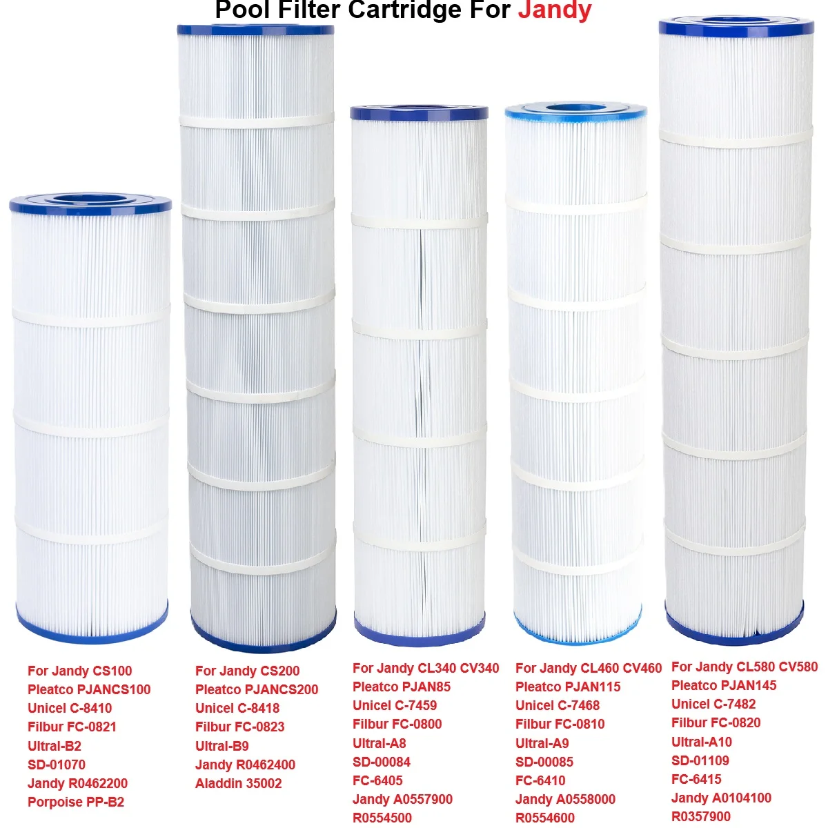 Cartucho de Filtro para Piscina Compatible con Jandy CS100, CS200, CL340, CL460, CL580, Pleatco, Unicel, Filbur, Ultral