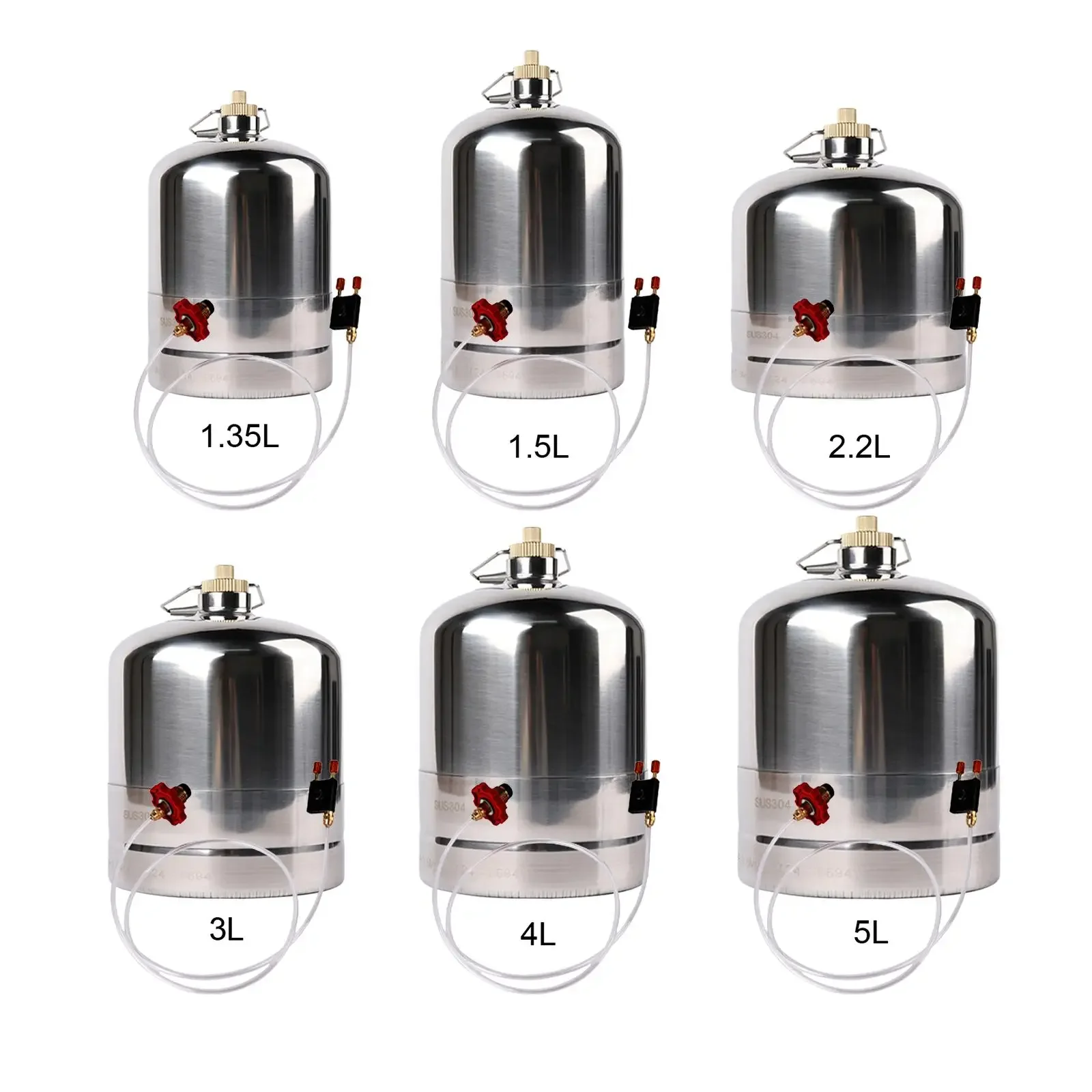 

Stainless Steel Gas Bottle Inflatable Gas Tank Fuel Canister Container Empty