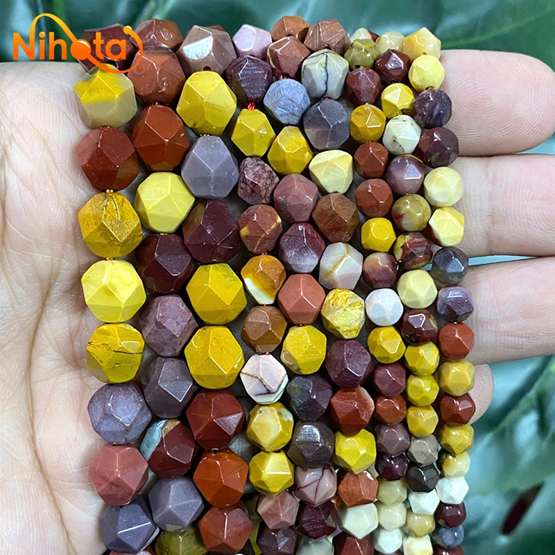 Natural Faceted Mookaite Egg Yolk Stone Spacer Loose Beads 6/8/10mm DIY Charms Bracelets Earrings for Jewelry Making 14\