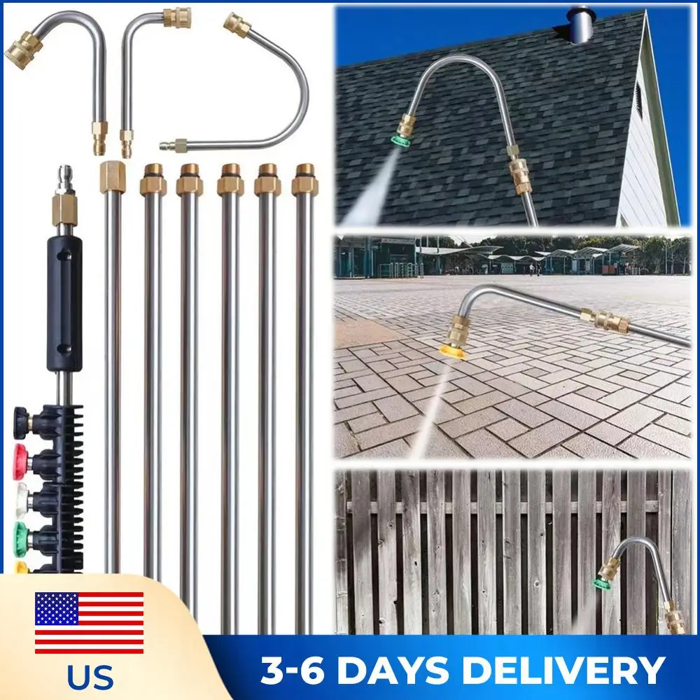 

10Pcs High Pressure Washer Wand Set Spear Car Washer Nozzles Cleaning Tools High Pressure Water Gun Extension 1/4 Quick Connect