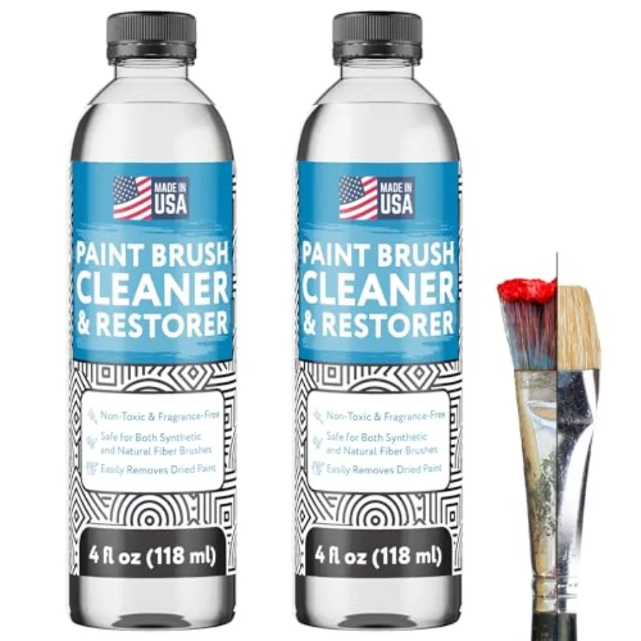 

2-Pack Water-Based Acrylic Paint Brush Cleaner and Restoring Liquid - Brush Cleaner Acrylic Paint Remover - 4oz Soap Bottles -