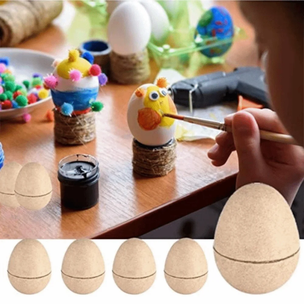 

Unpainted Craft Easter Paper Eggs Adorable Blank DIY Easter Eggs Decorative Simulated Paper Pulp Egg Easter Hunt Party