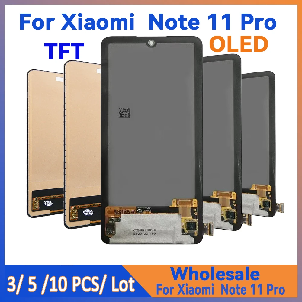 

Оптовая продажа, 3/5/10 шт., лот для Xiaomi Redmi Note 11 Pro, ЖК-экран с сенсорным креплением, сменный дисплей