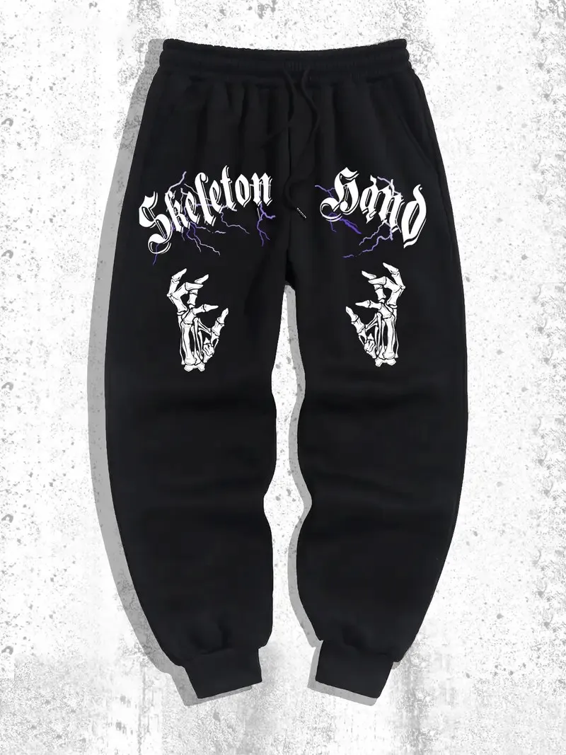 

The new men's trousers for Spring and Autumn 2025 feature a casual fashionable comfortable and soft 3D skull hand print