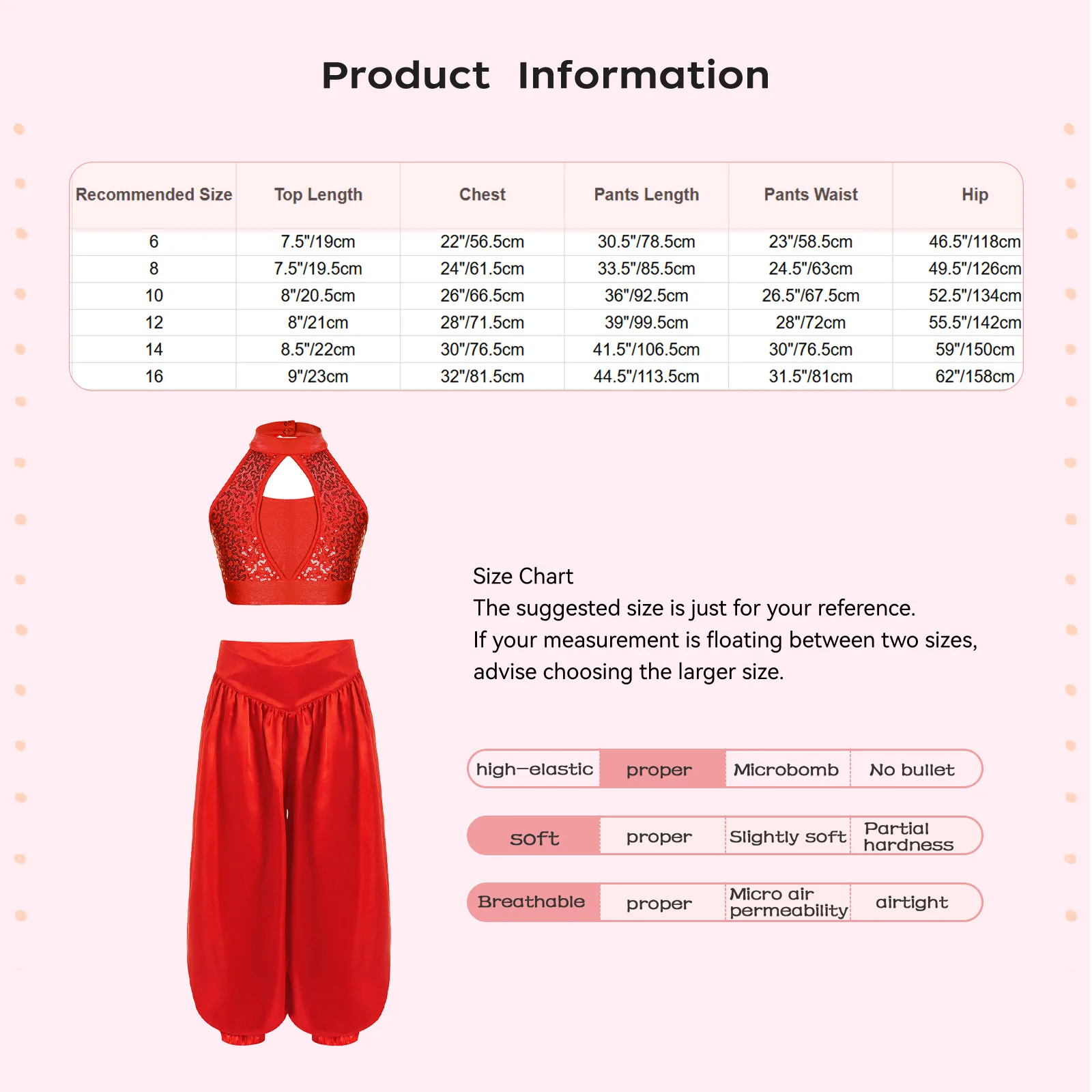 Kinderen Meisjes Buikdansen Prestaties Kostuum Mouwloze Crop Top met Pailletten en Wijde Pijpen Satijnen Bloeiers Broek Party Dancewear