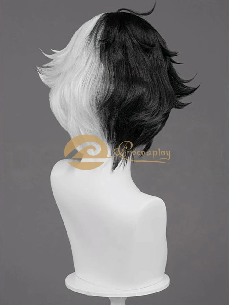 Luna Cos Snow Cosplay Wig Black White Short Hair Accessories Seol Heee Cos Wig for Women Adult C09342