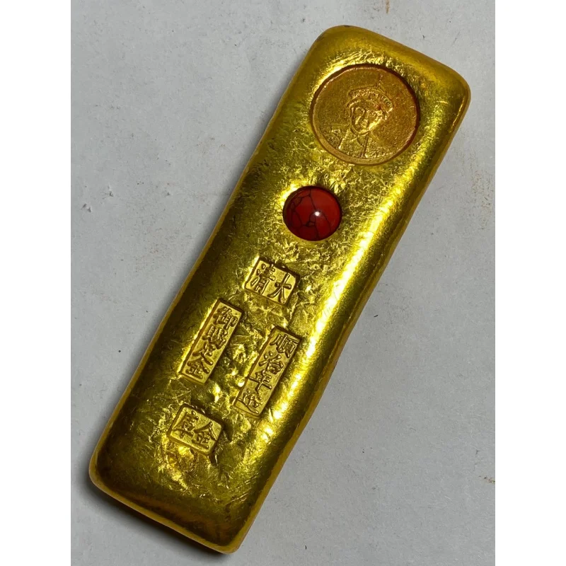 Antique Gold Bar Golden Turner Pure Copper Plated Qing Dynasty Five Emperors Gold Bar Jinrui Antique Collection