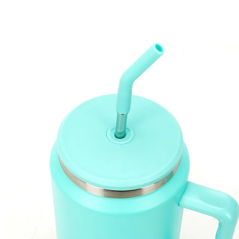 Cup Thermal 50OZ Three Generations of Stainless Steel Thermos Ice Bar Cup Keep Cold Straw Handle Cup Large Capacity Car Cup