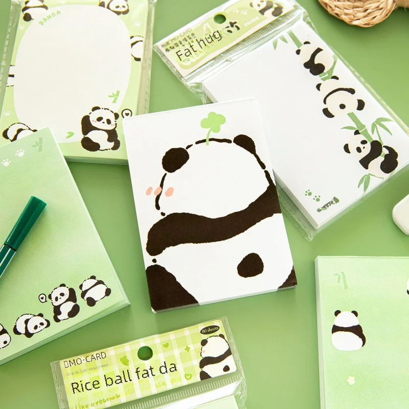 Morin Cute Cartoon Panda Memo Pad Non-sticky Rolling Bear Series Student Message Paper Round Round Cute Hand Drawing