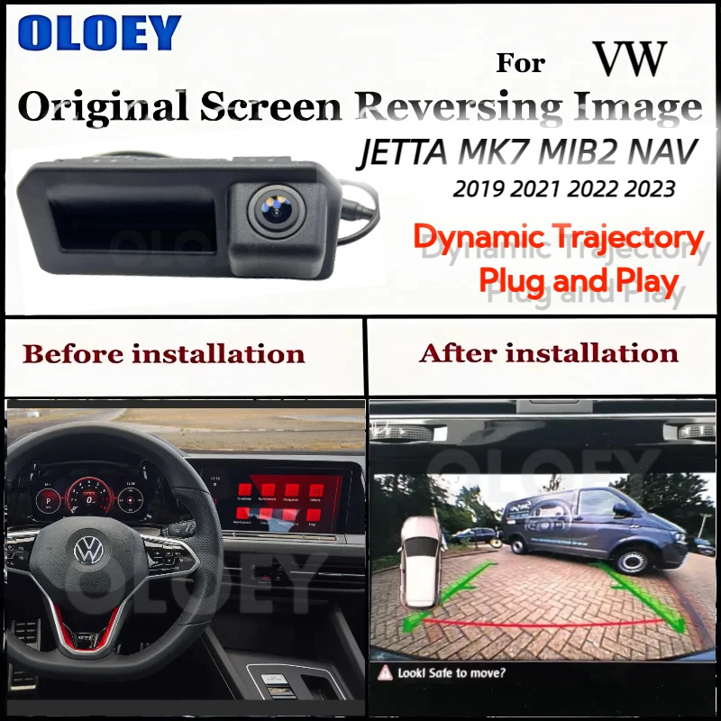 

For VW JETTA MK7 2019~2023 Original Screen Upgrade Canbus Dynamic Trajectory Trunk Handle Reversing Rear Backup Camera MIB MIB2