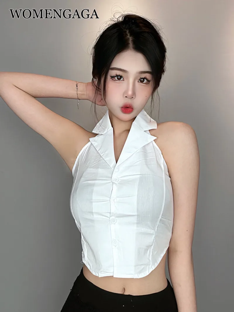 WOMENGAGA Korea Temperament Sexy Spicy Girl Slim Short Sleeveless Shirt Top Women Tank Tops Sweet MG65