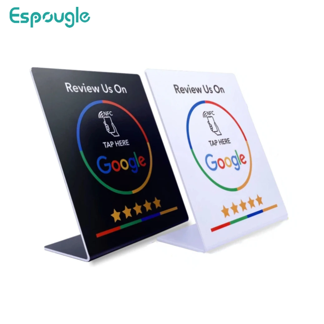 

200pcs 13.56Mhz Programmable Google Review NFC Stand Table Display NFC Card Stand for Restaurant