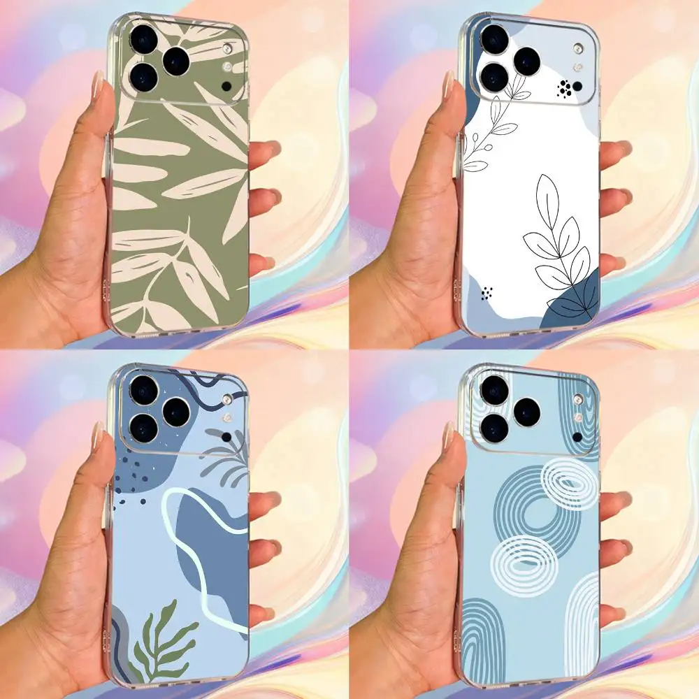 Casing Ponsel Seni Lukis Botani Untuk iPhone 14,13,12,11,17,16,15,Pro,Max,Plus,X,XS,XR,SE,Mini Transparan Lembut
