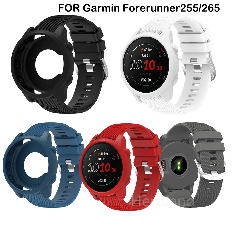 Silicone 22mm Watchband For Garmin Forerunner 255 265 Strap smart Wristband Bracelet For Garmin Forerunner 265 255 Band&case new