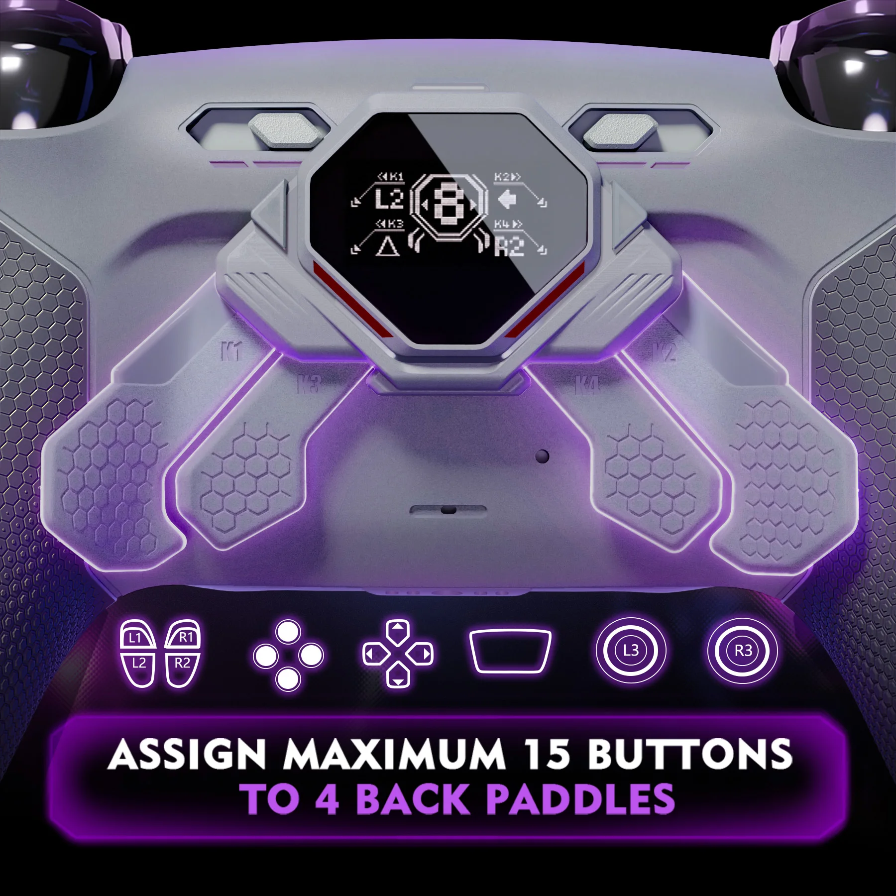 eXtremeRate SPARK Back Paddles Kit for ps5 Controller BDM-030 040 050 Models, Remappable 4 Back Buttons Set - Classic Gray