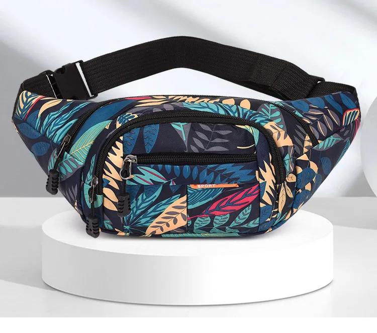 กระเป๋าสะพายข้างผู้หญิง แฟชั่น ลายใบไม้ ผ้าไนลอน กระเป๋าสะพายไหล่เดียว กระเป๋าสะพายข้าง กระเป๋าเดินทาง กระเป๋าคาดเอว