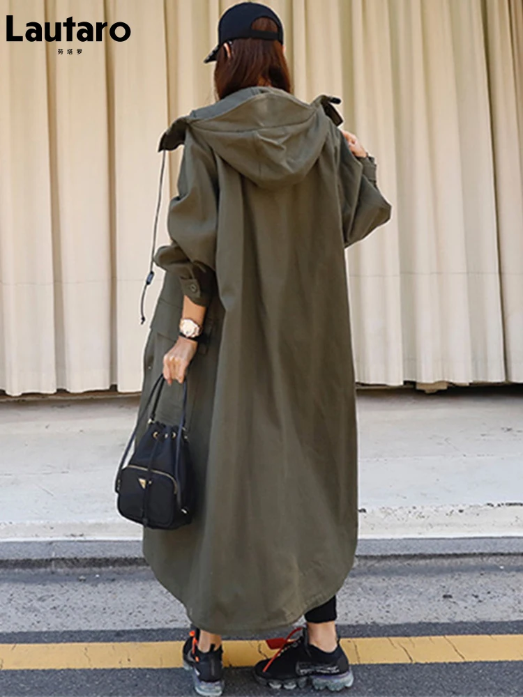 Lautaro-Coupe-vent imperméable vert armée pour femme, long, respirant, capuche, fermeture éclair, décontracté, adt Bf Varsity, printemps, automne, 2022