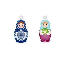 Matroshka Russian Dolls Acrylic Charms Double Sided Painting Matryoshka Girl Epoxy Planar Charm For Earrings Jewelry Accessories