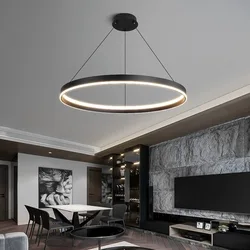 Modern Minimalism Round Ring Led Chandeliers Lighting Living Room Office Lustre Pendant Lights Home Decor Bedroom Hanging Lamps