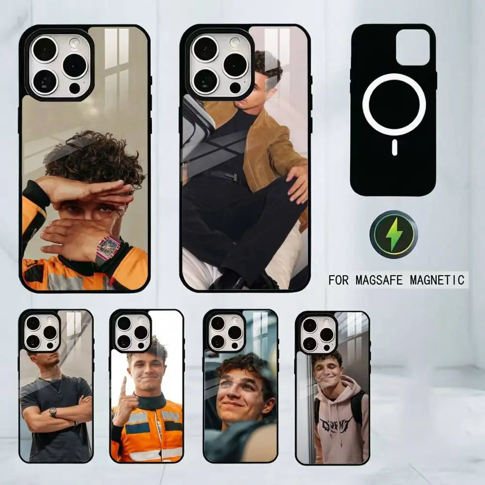 

L-Landos N-Norris Phone Case For iPhone17,16,15,14,13,12,11 Plus,Pro Magnetic For Magsafe Wireless Charging