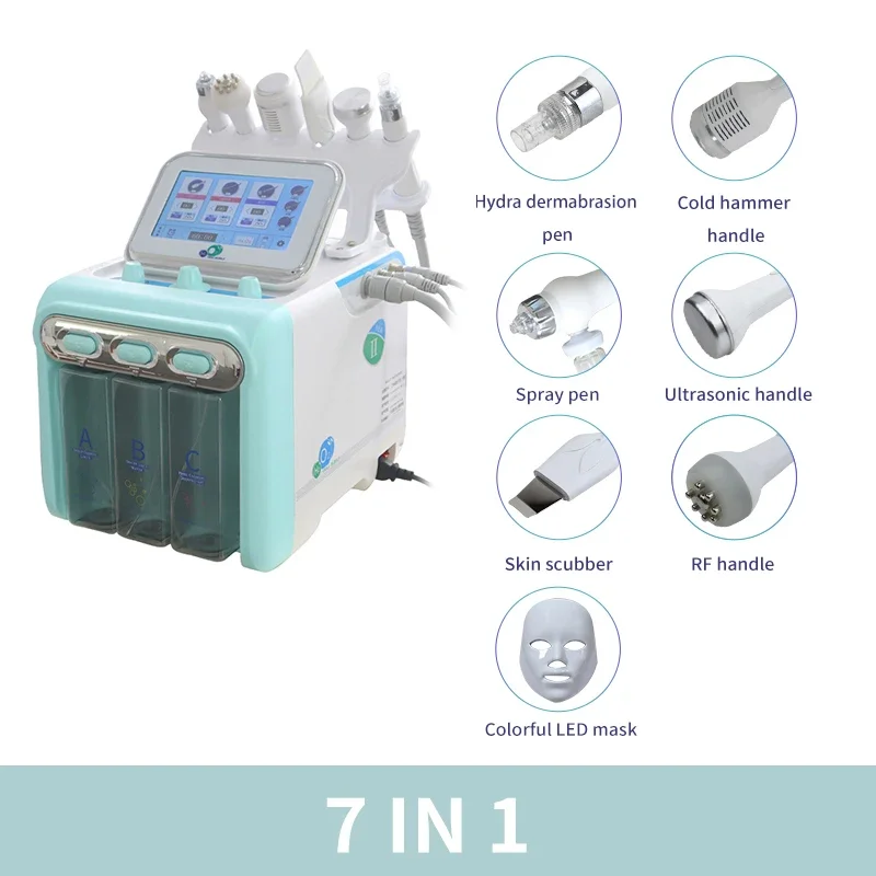 2024 다기능 수소 산소 주입 페이셜 트리트먼트 필링, 스킨 케어용 소형 버블 머신, 7 in 1, 인기 판매