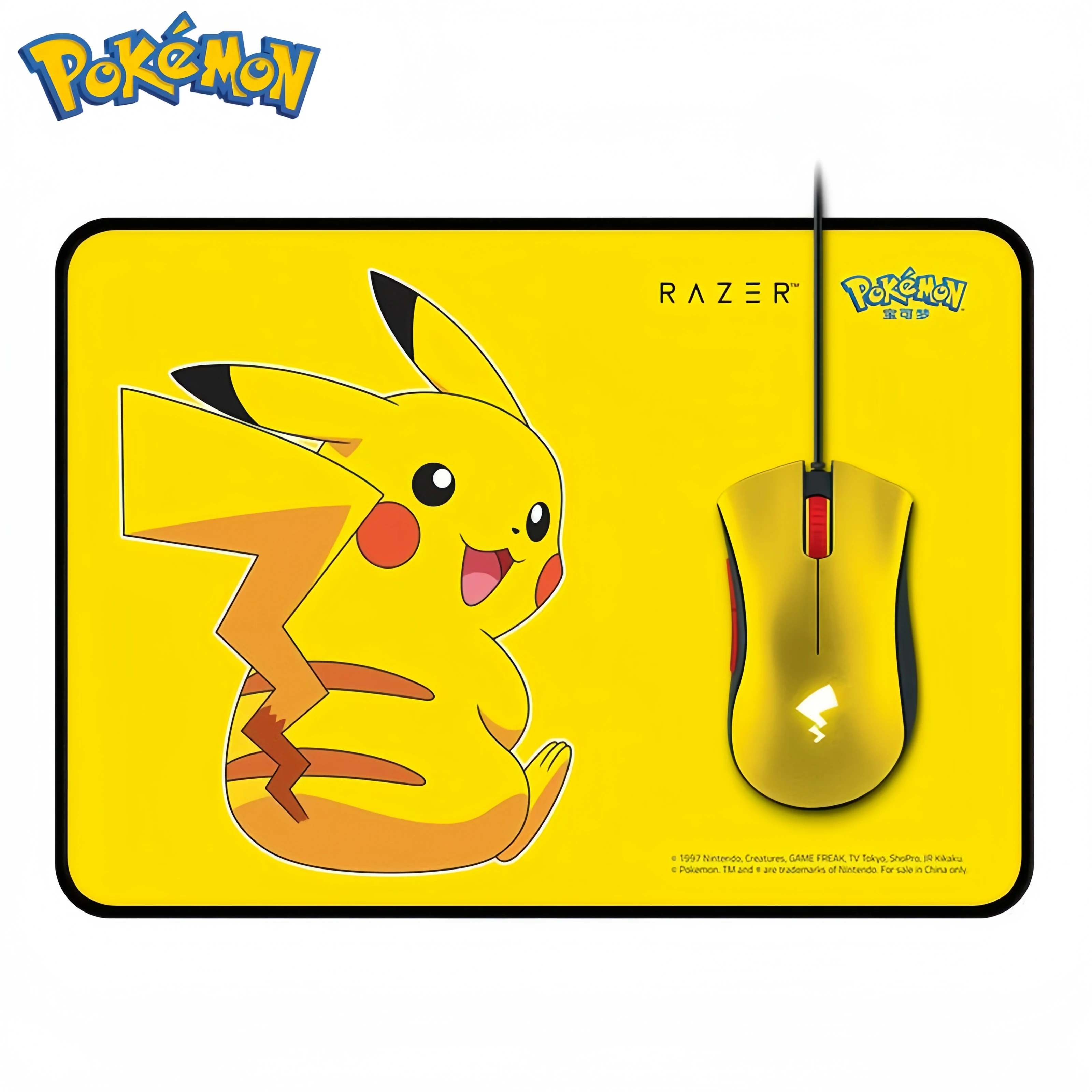 

Original Razer pokemon Pikachu Limited Wired mouse mouse pad Co Branded Poison Viper Ultimate Esports Office Mouse Toys Gifts