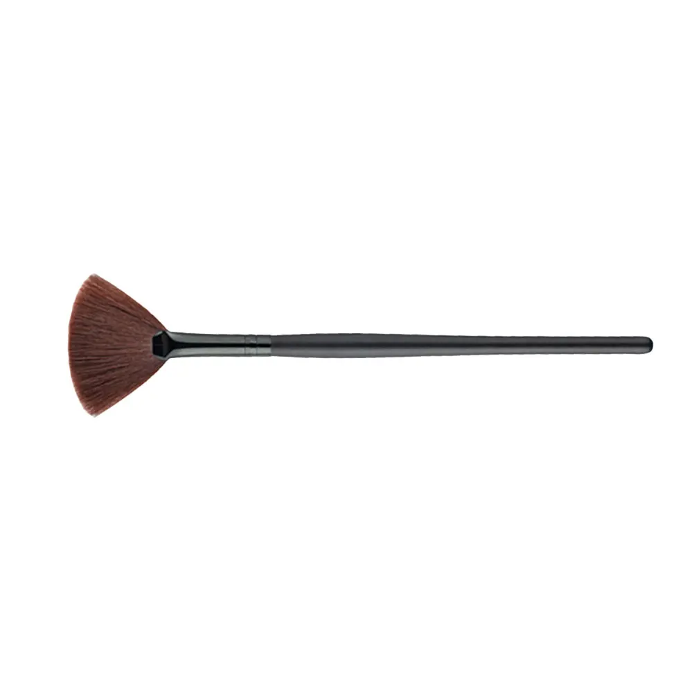 Pennello per trucco Manico nero Setole marroni Cipria Fard Evidenziatore Accessorio di bellezza Morbido Non capannone Durevole