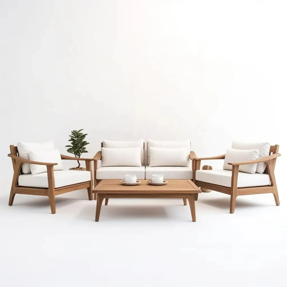 

Garden Set for Hotel Outdoor Furniture with Thick Teak Wood Garden Sofa