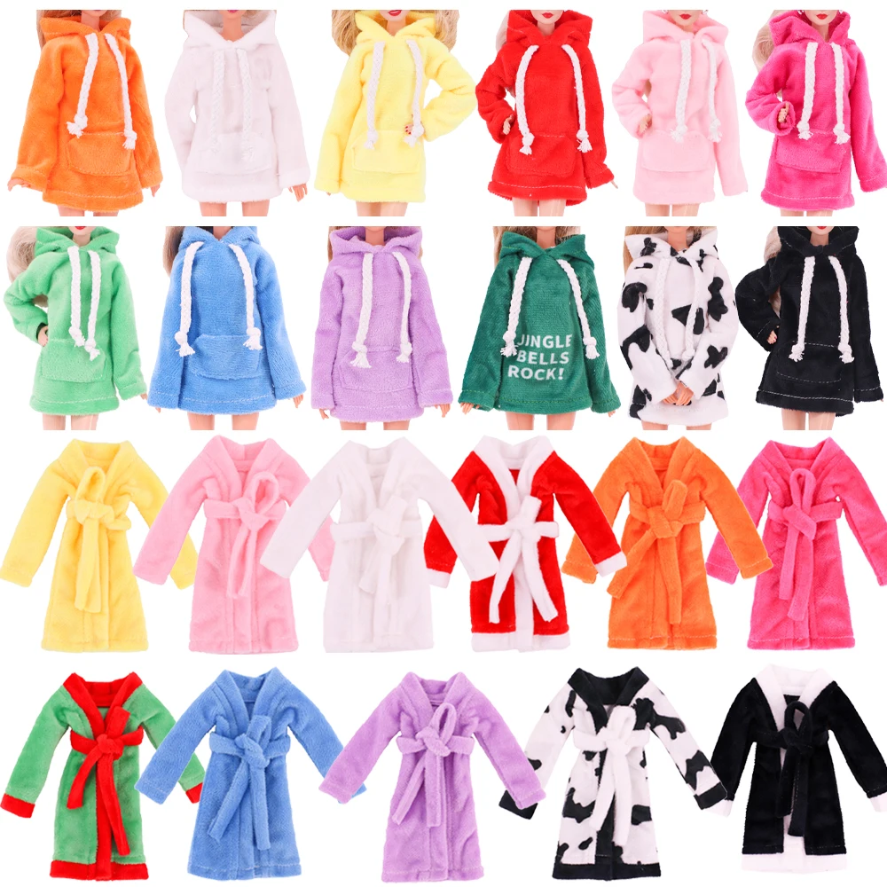 Doll Clothes Hooded Sweater&robe Suitable For Barbis Doll&BJD&Elf Doll Cocktail Daily Casual Clothing Accessories Girl's Toys