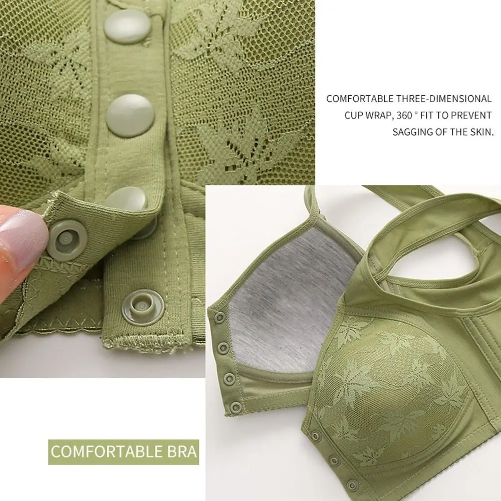 Bequeme Unterwäsche mit Blumenmuster, atmungsaktive BHs mit Blattmuster für ältere Frauen, BHs ohne Bügel mit voller Körbchengröße, Tanktop-BH für ältere Damen. – Detail 9