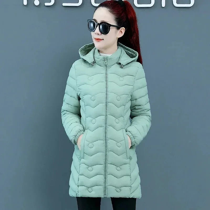 Women Hooded Winter Jacket 2023 Korean Thicke Down Cotton Clothes Middle-Aged Female Coat Mother Warm Long Outwear XL-6XL