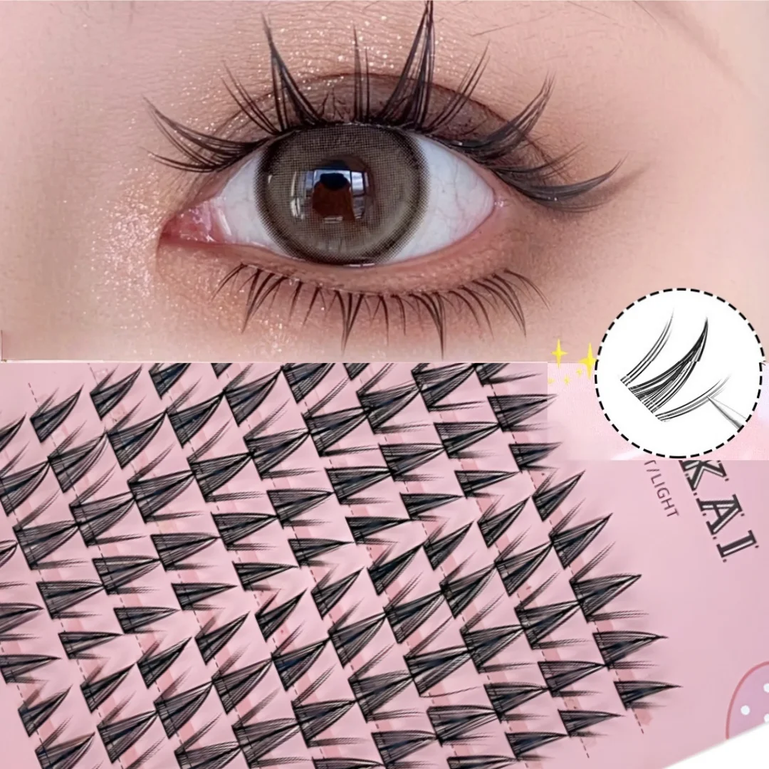 100 pezzi di ciglia finte girasole, riutilizzabili e stile naturale, strisce fini, adatte per principianti, design con ricciolo C/d