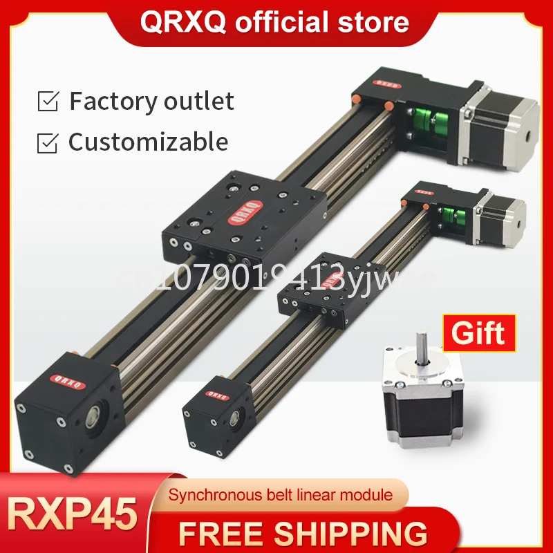 RXP45 modul geser sabuk sinkronis rel linier Cnc termasuk Motor Stepper mendukung kustomisasi aksesori Printer 3D