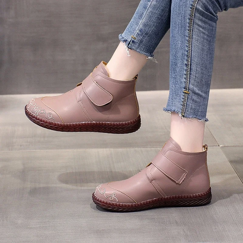 Shoes for Women 2023 High Quality Women's Boots Winter Warm Round Toe Solid Concise Short Barrel Low-heeled Fashion Naked Boots