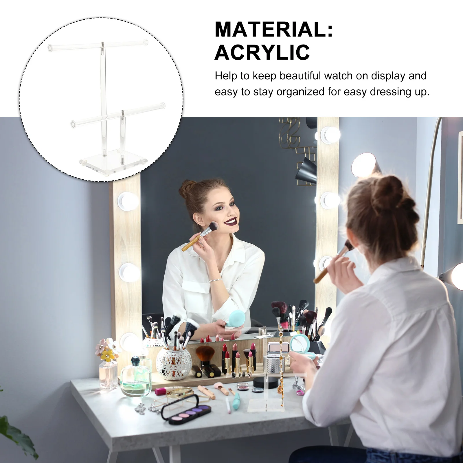 

Necklace Holder Acrylic Bracelet Organizer Multi-Use Jewelry Stand Decorative Watch Display Jewelry Organizer Holder