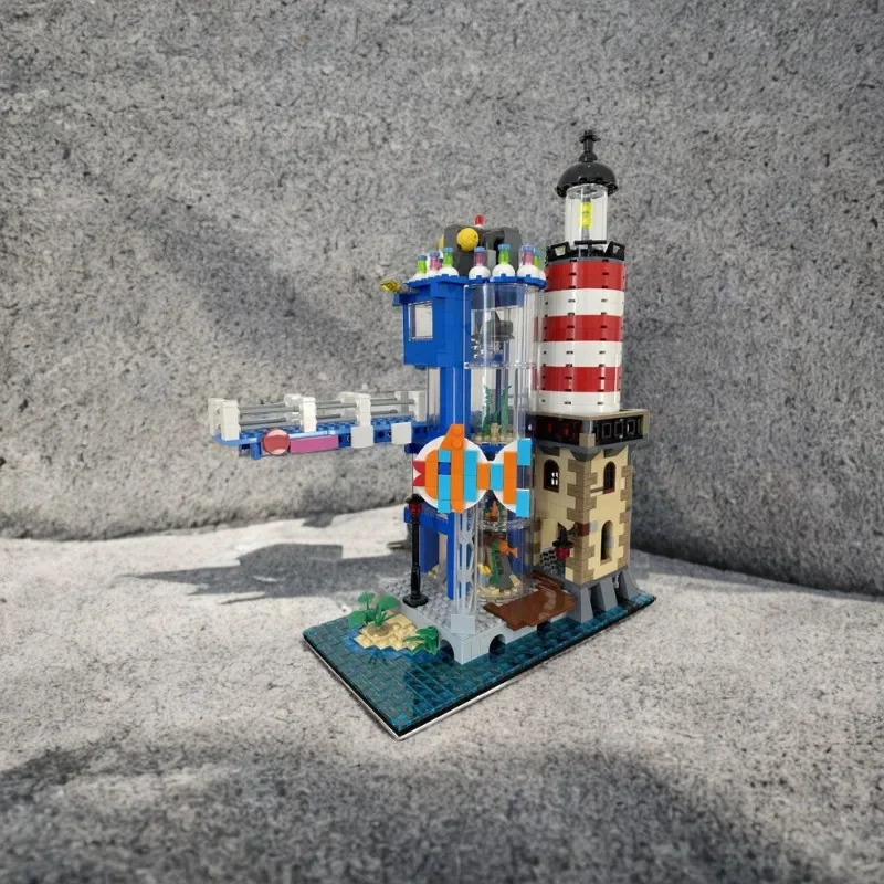

1009 шт., городский маяк и аквариум Ninjagose, строительные блоки MOC, развивающая игрушка, сделай сам, подарок для детей, кружка на день рождения