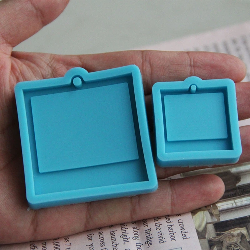 ZB91 for Creative Photo Frame Keychain Epoxy Resin Mold Handmade Pendants Silicone Mould DIY Crafts Jewelry Necklace Earrings