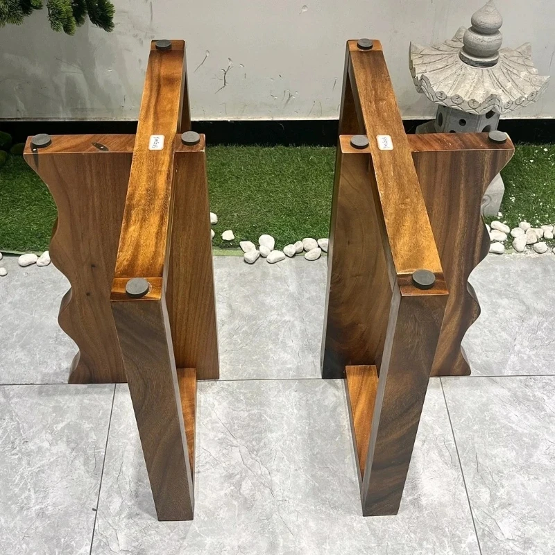 ‌ Gambe da tavolo in legno di noce con base in ferro Supporto da tavolo in vero legno resistente Altezza regolabile per tavolo da pranzo e banco da lavoro