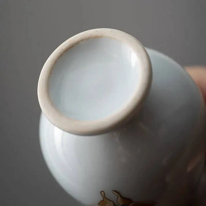 كوب شاي رشيق بأقدام عالية، كوب منزلي مصنوع يدويًا من السيراميك مع تتبع الذهب الأبيض، كوب شخصي صغير، كوب عطري، كونغ