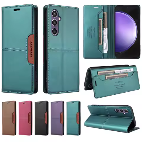 Leather Flip Wallet Case For Samsung Galaxy S24 S23 S22 S21 S20 FE S10 S25 S24 Plus Book Case Cards Holder Funda Protect Cover
