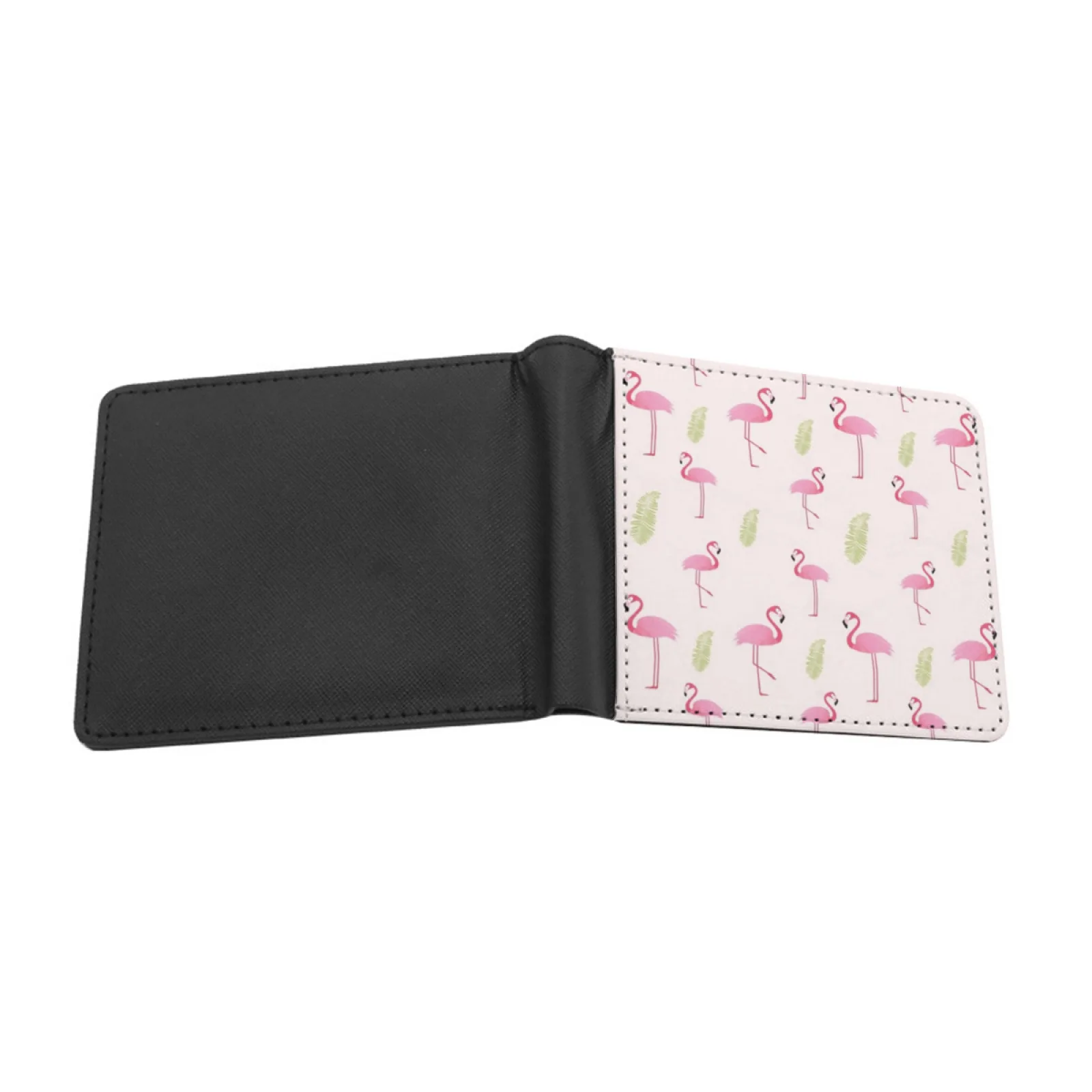 Flamingo Tropic Personalized Men's Leather Wallet Card Money Bag Pu Leather Wallet Flamingos Tropic Tropical Botanical Palm