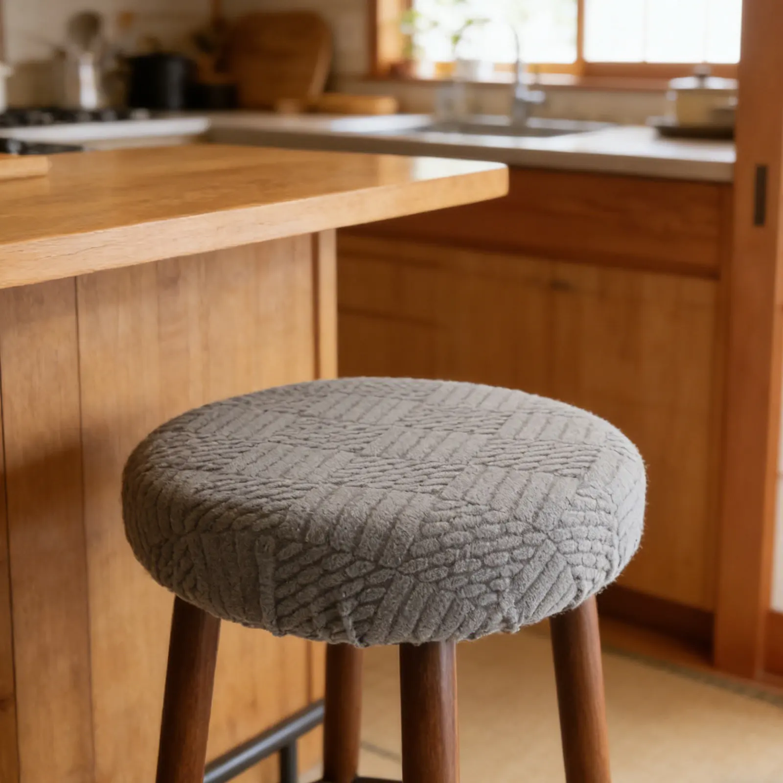 Elastic Bar Stool Covers 2pcs, Stretch Round Seat Covers for 28-40cm Barstools, Washable Vanity Chair Cushion Protectors