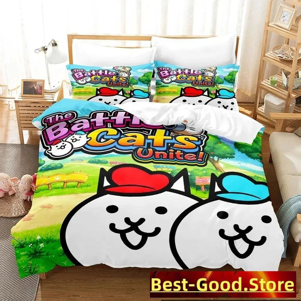 

Game The Battle Cats Unite Bedding Set Boys Girls Twin Queen King Size Duvet Cover Pillowcase Bed boys Adult Home Textileextile