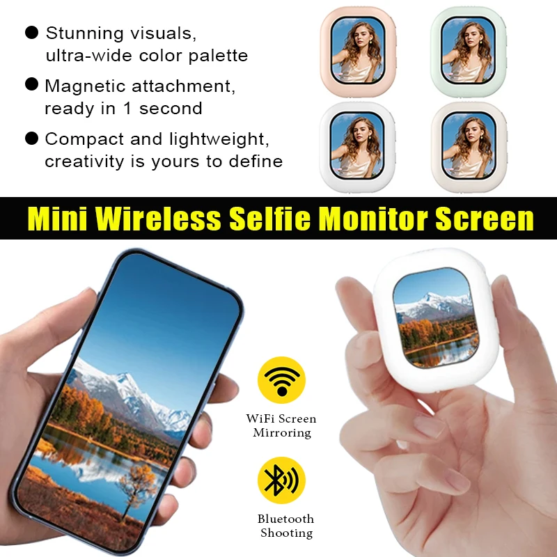 

Мини-беспроводной монитор для селфи, экран телефона, монитор для селфи, видеоблог, задняя камера, селфи, Wi-Fi, Bluetooth-соединение для селфи в прямом эфире