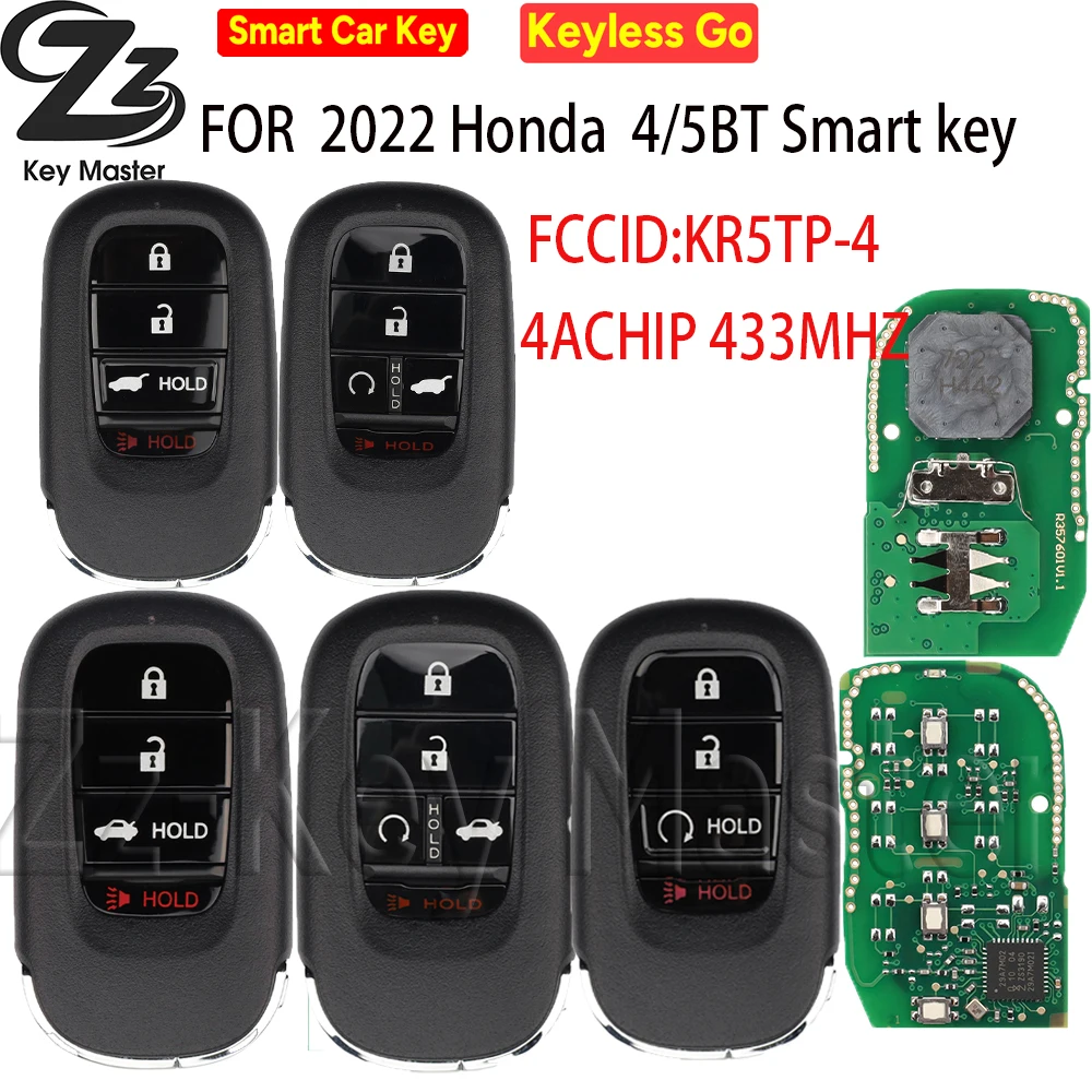 

for Honda Accord Pilot HR-V CR-V Civic KR5TP-4 433MHz 4A Chip For 2022 2023 2024 2025 72147-3A0-A01 A3C0775510100