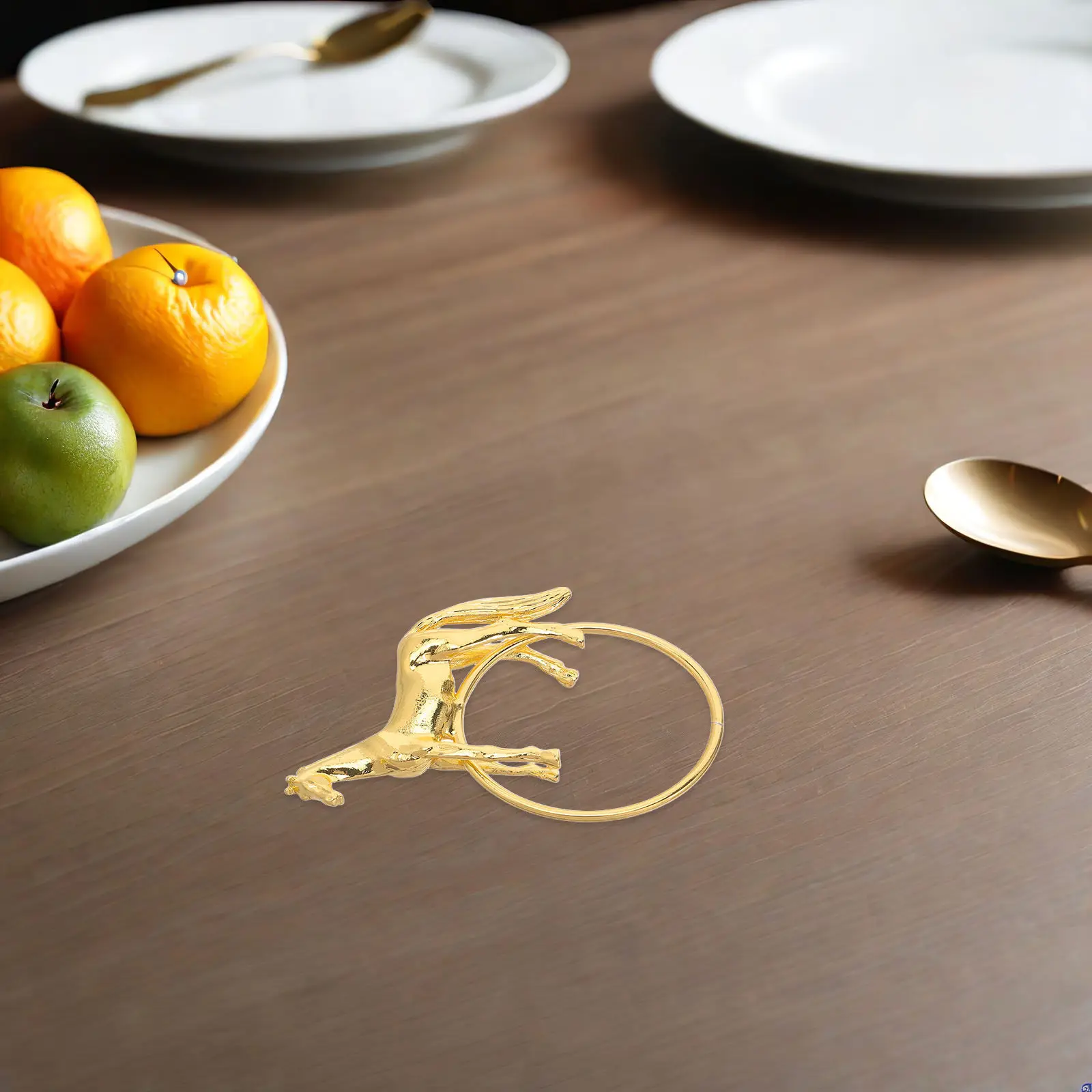 6Pcs Alloy Horse Sculpture Napkin Rings Gold Finish Creative Table Setting Decor Formal Dinner Xmas Lunar New Year Wealth