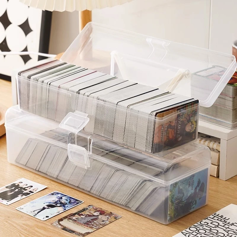 Game Cards Storage Box Football Stars Trading Card Storage Box Plastic Transparent Card Container Portable Game Card Organizer